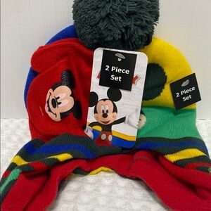 Disney Mickey Mouse Red and Blue Winter Hat and Gloves Set
